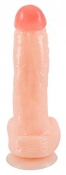 Dildo jak prawdziwy penis z jądrami na przyssawce 23 cm