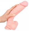 Grube żylaste dildo z jądrami na mocnej przyssawce  24 cm