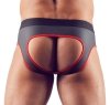 Błyszczące neoprenowe jockstrapy z zamkiem rozpinane czerwone przeszycie Men´s Jock XL
