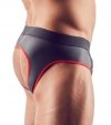 Błyszczące neoprenowe jockstrapy z zamkiem rozpinane czerwone przeszycie Men´s Jock XL