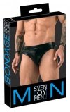 Jockstrapy męskie z kajdankami BDSM czarne paski XL