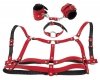 Harness + kajdanki + knebel Bad Kitty Harness Set czerwony