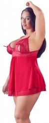 Czerwona sexy koszulka babydoll plus size Cottelli 4XL