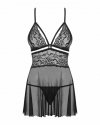 Obsessive koszulka nocna 838-BAB-1 babydoll i stringi czarna L/XL