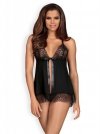 Obsessive koszulka nocna Chiccanta babydoll i stringi czarna L/XL