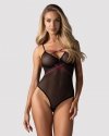 Czarne smukłe prześwitujące body erotyczne Obsessive Novenes XS/S