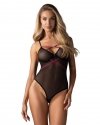 Czarne smukłe prześwitujące body erotyczne Obsessive Novenes XL/2XL