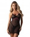 Czarna smukła prześwitująca koszulka erotyczna Obsessive Novenes + stringi XL/2XL