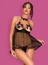 Obsessive koszulka nocna Delishya babydoll i stringi  czarny L/XL