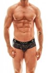 Męskie seksowne jockstrapy bokserki khaki ciemne Electro jock bikini S
