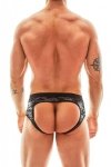 Męskie seksowne jockstrapy bokserki khaki ciemne Electro jock bikini XXXL