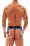 Męskie seksowne jockstrapy bokserki granatowe Naval jock bikini L