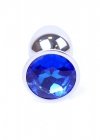 Korek analny z kryształem Jewellery Silver PLUG- Dark Blue