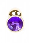 Złoty korek analny z diamentem Jewellery Gold PLUG- Purple