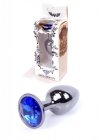 Korek analny z kryształem Jewellery Dark Silver PLUG- Dark Blue