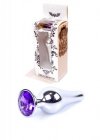 Korek analny z kryształem Jewellery Silver BUTT PLUG- Purple