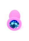 Korek analny z diamentem silikon Jewellery Pink Small- Light Blue Diamond