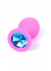 Silikonowy korek analny diament Jewellery Pink Medium- Light Blue Diamond