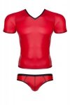 Męski komplet z wetlooka: t-shirt w serek, figi typu brazyliany S