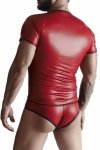 Męski komplet z wetlooka: t-shirt w serek, figi typu brazyliany XXL