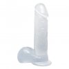 Dildo realne żelowe z jądrami na przyssawce błękietne 19 cm