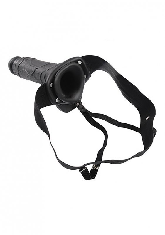 Realistyczna żylasta nakładka na penisa przedłużka z jądrami strap on czarna 20 cm