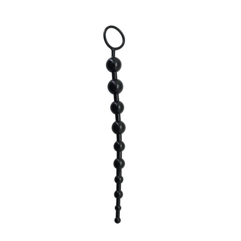 Sonda analna kulki łańcuszek z uchwytem czarny 31 cm