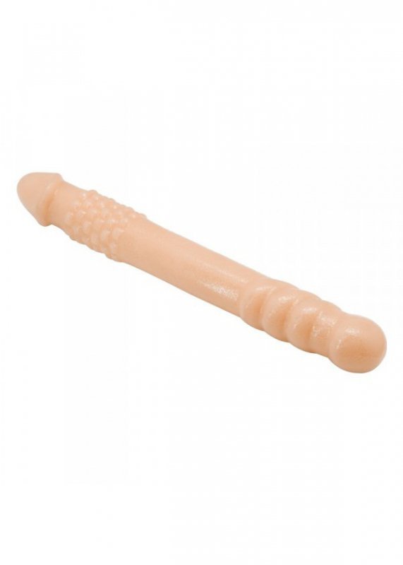 Dwustronne cieliste dildo z wypustkami 25 cm