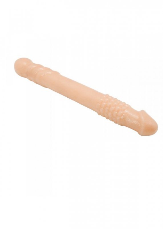 Dwustronne cieliste dildo z wypustkami 25 cm