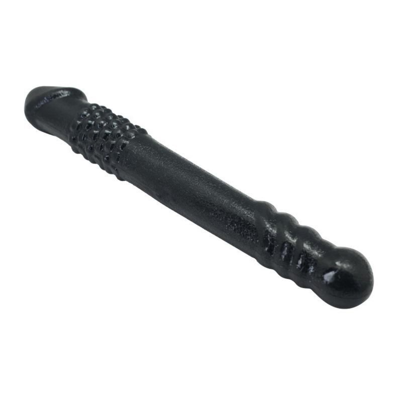 Dwustrone dildo z wypustkami czarne 25 cm