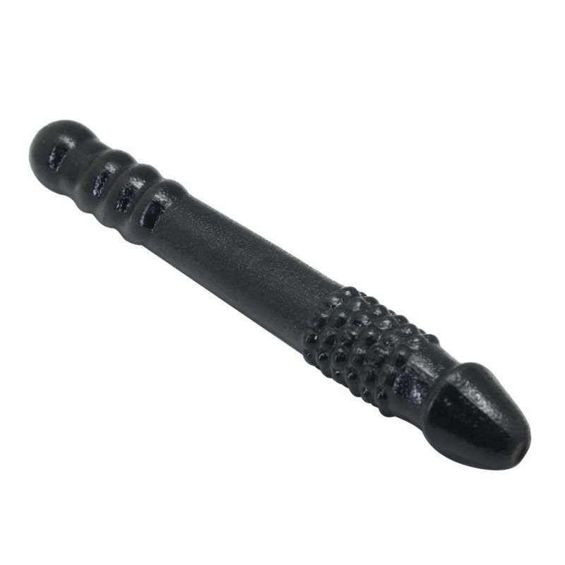 Dwustrone dildo z wypustkami czarne 25 cm