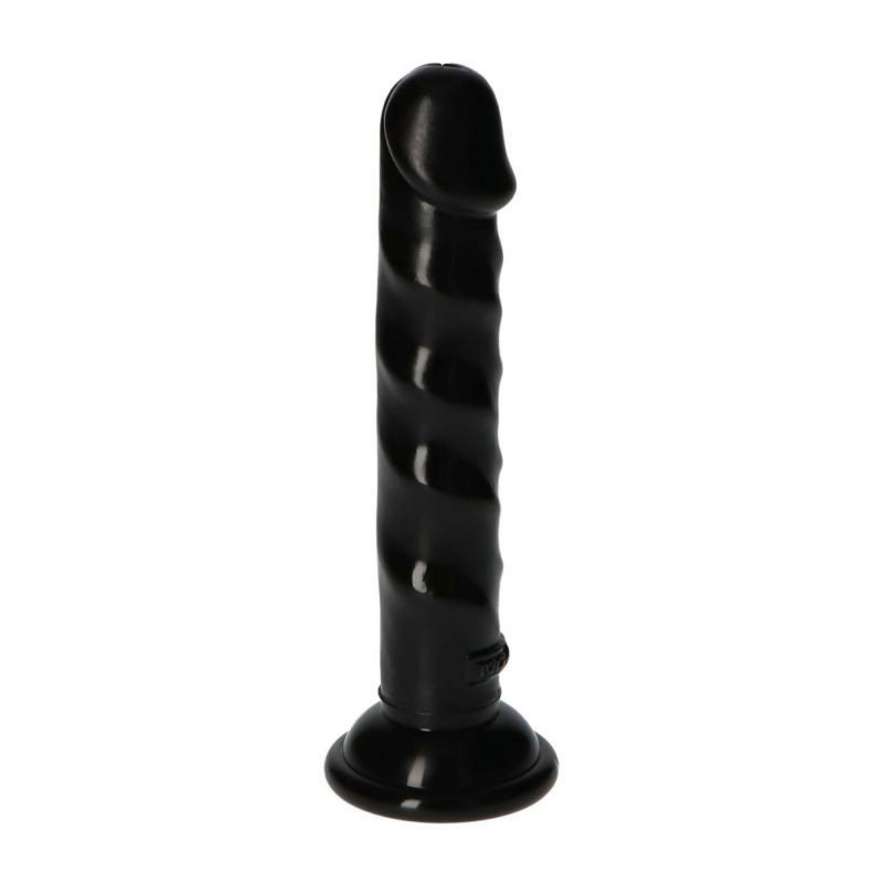 Czarne dildo ze spiralą przyssawka