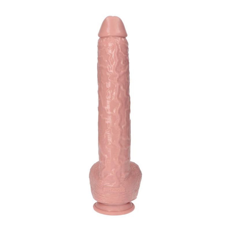 Ogromne dildo z jądrami na przyssawce cieliste 40 cm