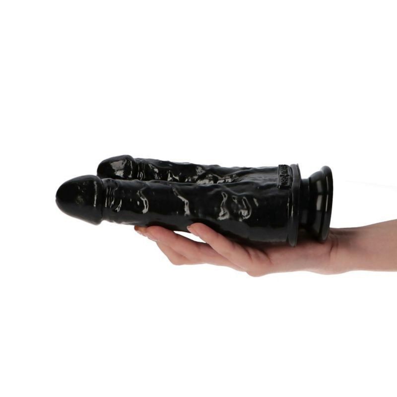 Dildo podwójne z przyssawką waginalno analne 19 cm