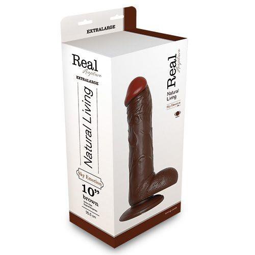 Naturalny wibrator na przyssawce z pilotem brązowy 28 cm