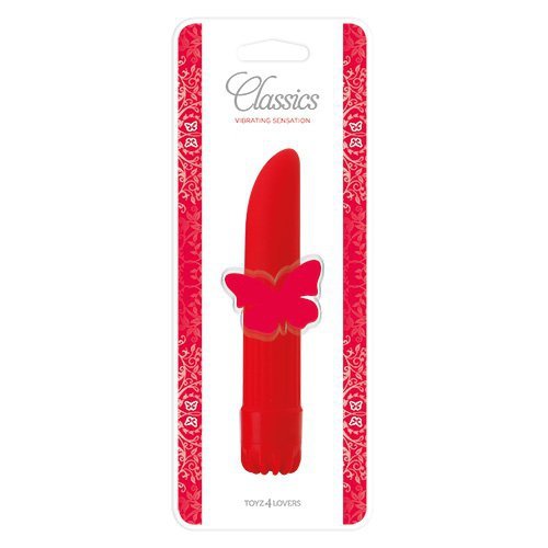 Gustowny gładki wibrator klasyczny czerwony 14 cm