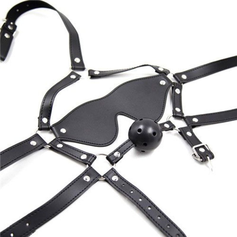 Mocna maska na oczy z kneblem Sado-Maso Harness