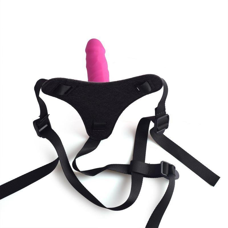 Regulowany strapon dildo na pasku sztuczny różowy penis 10 cm