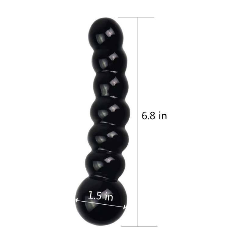 Szklane dildo koraliki czarne 17 cm