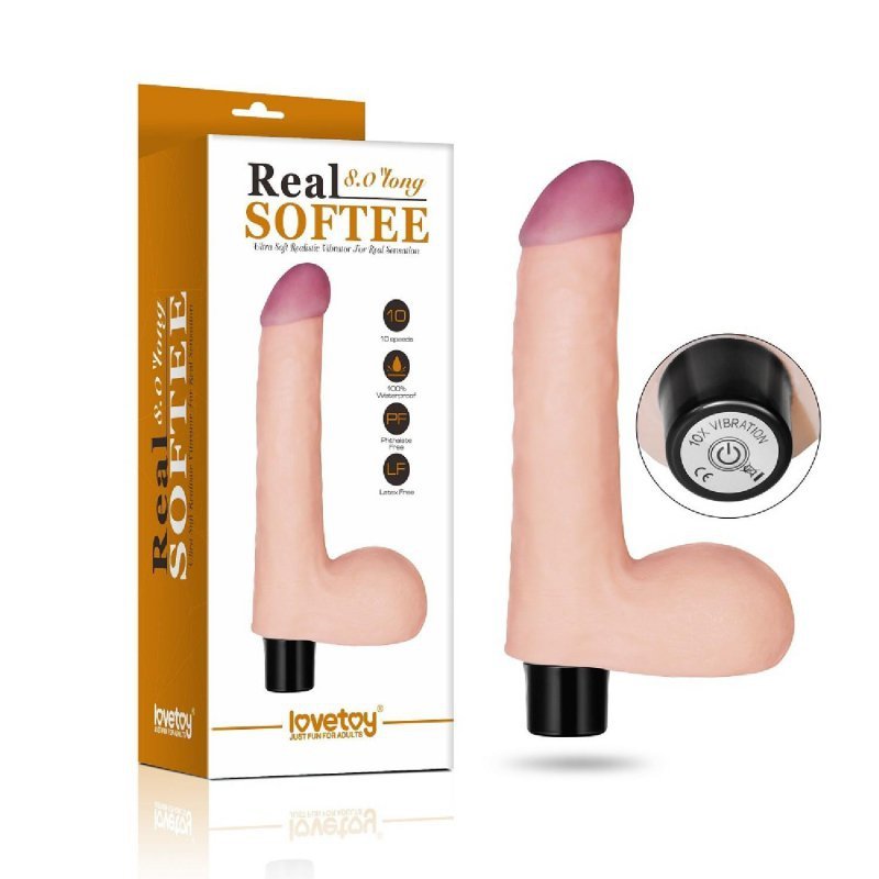 Naturalny wibrator miękki penis z jądrami 20 cm
