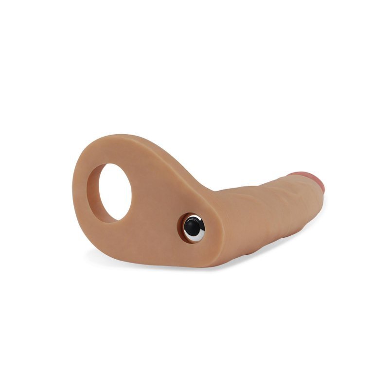 Realistyczne wibrujące dildo nakładka na penisa 17,8 cm