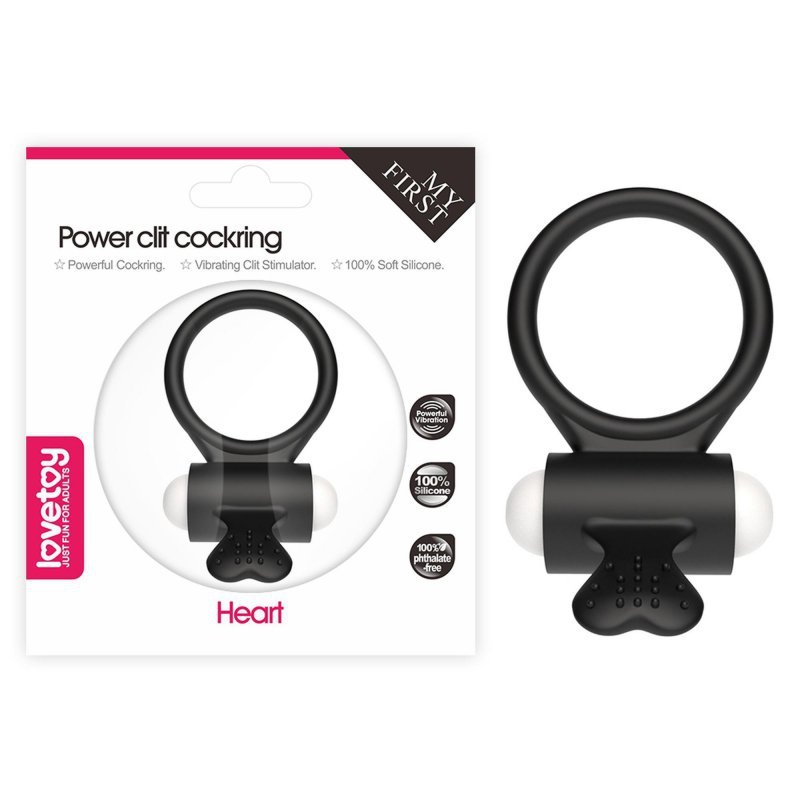 Pierścień na penisa wibracje Power Clit Silicone Cockring Black