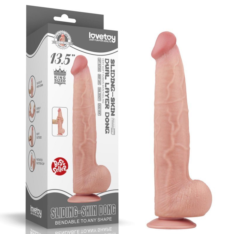 Dildo King size z ruchomą skórą Dual Layer Dong 34cm