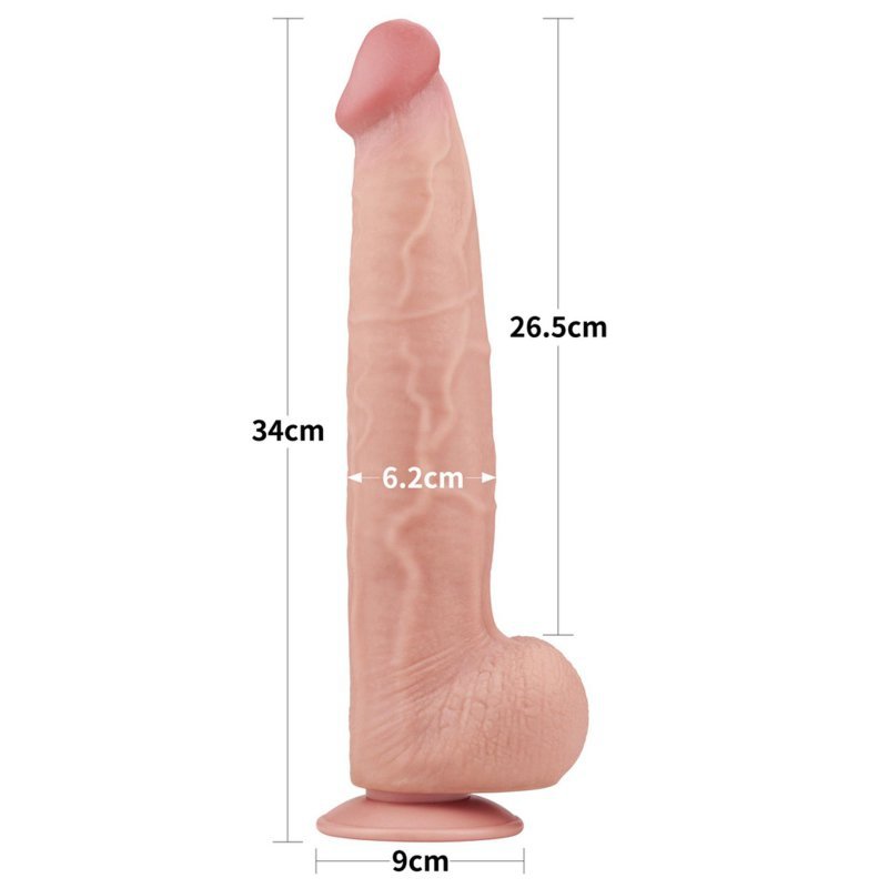 Dildo King size z ruchomą skórą Dual Layer Dong 34cm
