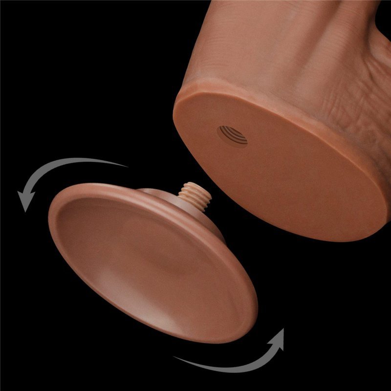 Dildo King size z ruchomą skórą Dual Layer Dong Brown 30cm
