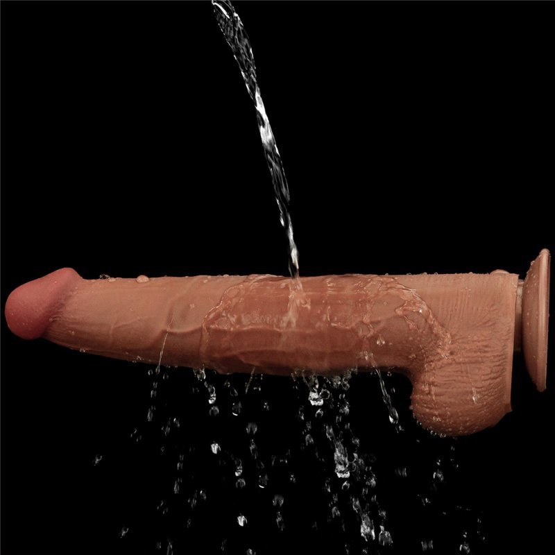 Dildo King size z ruchomą skórą Dual Layer Dong Brown 34cm
