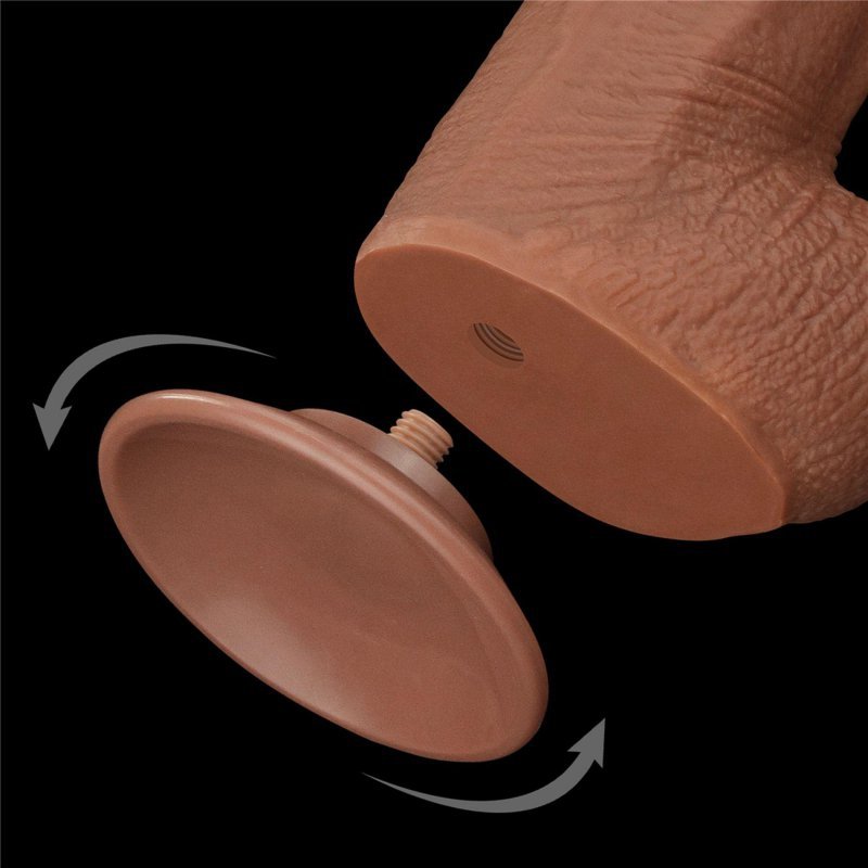 Dildo King size z ruchomą skórą Dual Layer Dong Brown 34cm