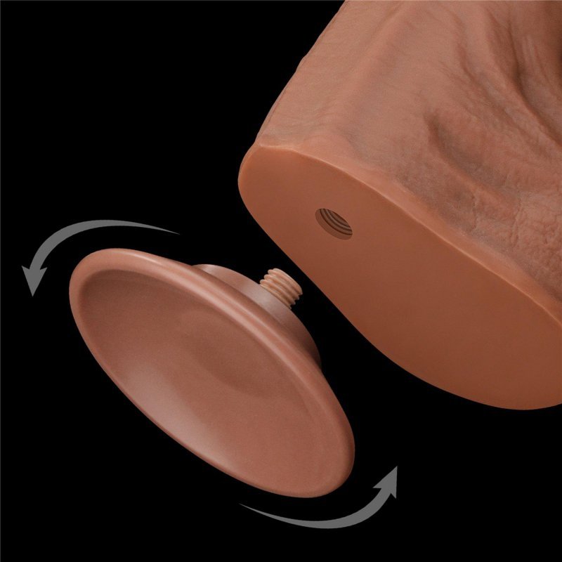 Dildo King size z ruchomą skórą Dual Layer Dong Brown 35cm