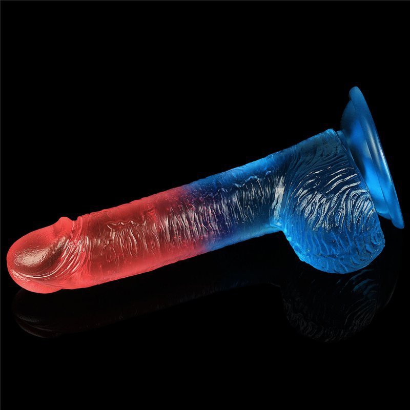 Żelowy penis dildo z przyssawką dwukolorowy 19 cm