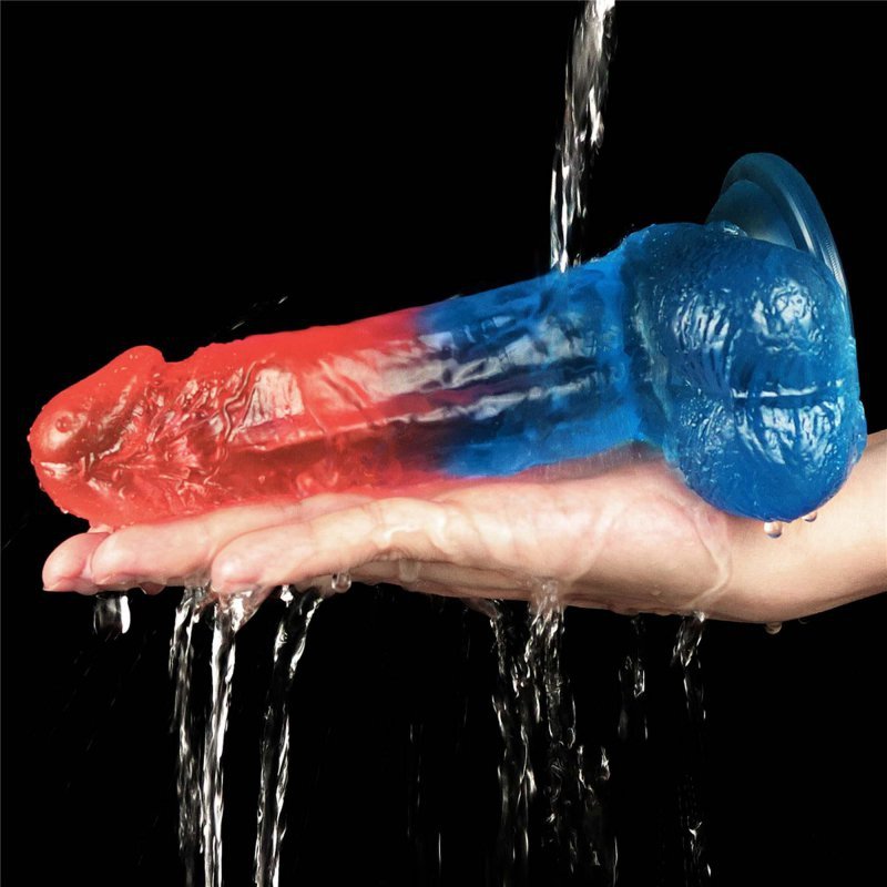 Żelowy penis dildo z przyssawką dwukolorowy 19 cm